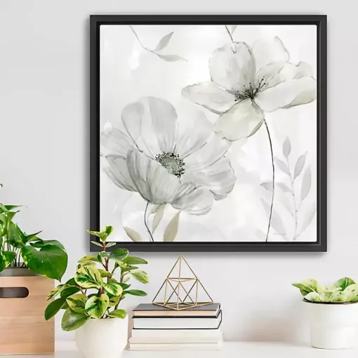 Kirklands Home Canvas Art|White Whispers II Framed Canvas Art Print, 22x22