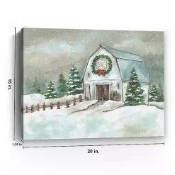 Outlet White Winter Barn Canvas Art Print, 20x16 in. Christmas Art & Wall Decor