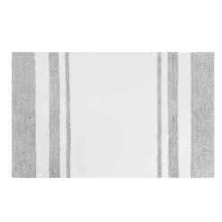 Kirklands Home Bathroom Rugs|White with Stripe Reversible Bath Mat, 30 in. Gray