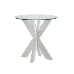 Kirklands Home Accent & End Tables|Wood and Glass Top X-Base Accent Table White