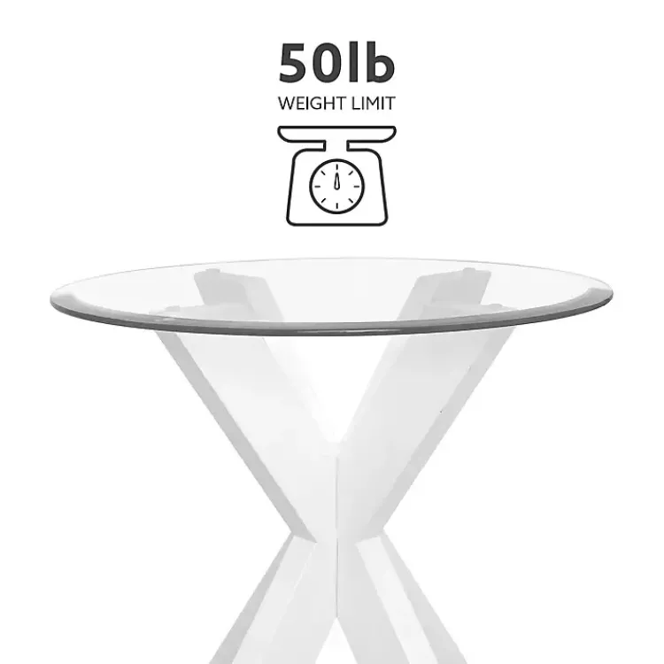 Kirklands Home Accent & End Tables|Wood and Glass Top X-Base Accent Table White