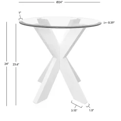Kirklands Home Accent & End Tables|Wood and Glass Top X-Base Accent Table White