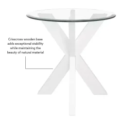 Kirklands Home Accent & End Tables|Wood and Glass Top X-Base Accent Table White