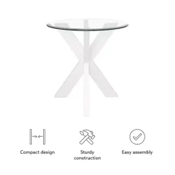 Kirklands Home Accent & End Tables|Wood and Glass Top X-Base Accent Table White