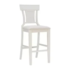 Kirklands Home Bar Stools & Counter Height Stools|Wood and Rattan Upholstered Bar Stool White