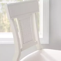 Kirklands Home Bar Stools & Counter Height Stools|Wood and Rattan Upholstered Bar Stool White