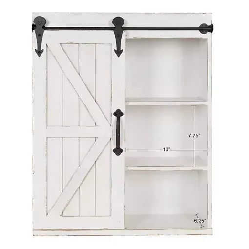 Kirklands Home Wall Storage|Wood Barn Door 5-Shelf Wall Cabinet White