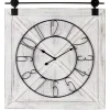 Kirklands Home Clocks|White Wood Barndoor Wall Clock