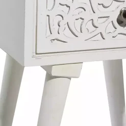 Kirklands Home Accent & End Tables|Wood Carved Drawer Accent Table White