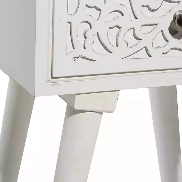Kirklands Home Accent & End Tables|Wood Carved Drawer Accent Table White