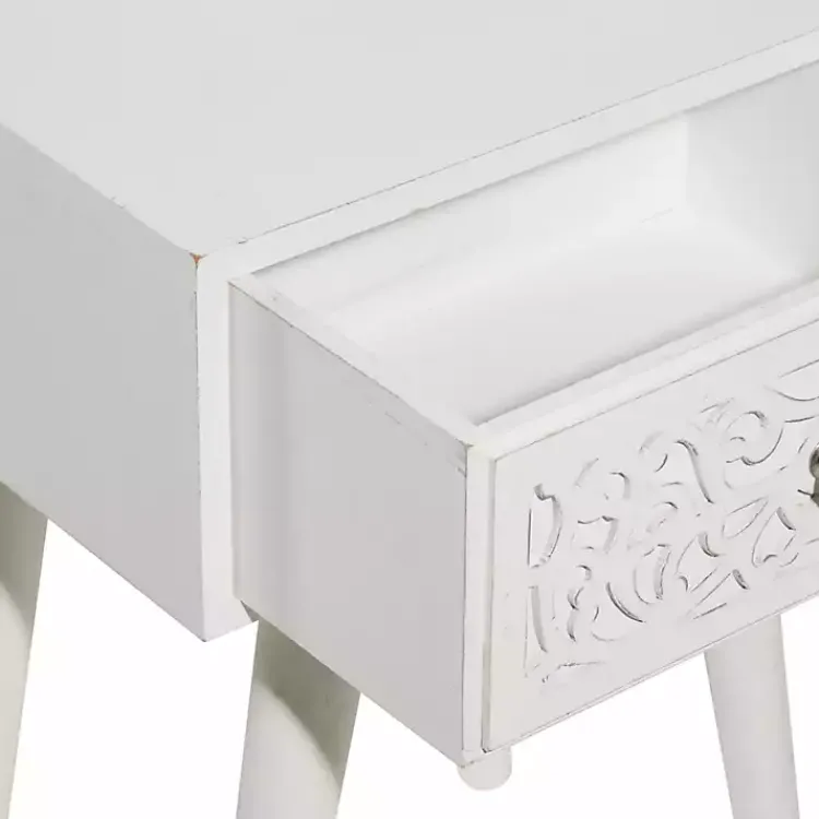 Kirklands Home Accent & End Tables|Wood Carved Drawer Accent Table White