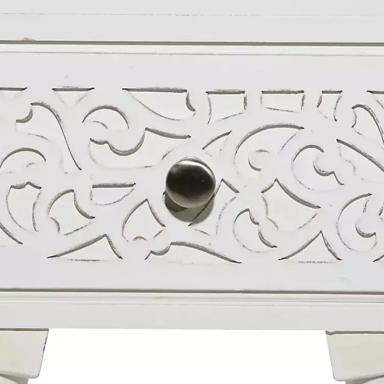 Kirklands Home Accent & End Tables|Wood Carved Drawer Accent Table White