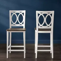 Kirklands Home Bar Stools & Counter Height Stools|White Wood Charlotte Counter Stools, Set of 2 Brown