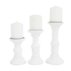 Best Wood Column Pillar Candle Holders, Set of 3 Candle Holders