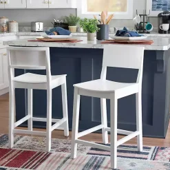 Kirklands Home Bar Stools & Counter Height Stools|Wood Devin Counter Stools, Set of 2 White
