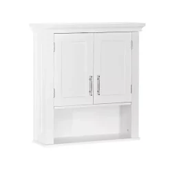 Kirklands Home Wall Storage|Wood 2-Door Open Shelf Wall Cabinet White
