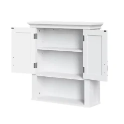 Kirklands Home Wall Storage|Wood 2-Door Open Shelf Wall Cabinet White