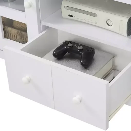 Kirklands Home Tv Stands & Media Consoles|Wood 2-Door Windowpane Media Cabinet White