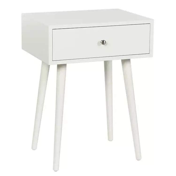 Kirklands Home Accent & End Tables|Wood 1-Drawer Arthur Accent Table White