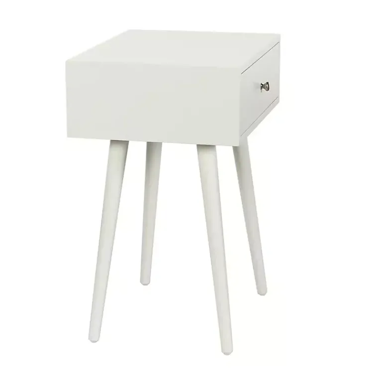 Kirklands Home Accent & End Tables|Wood 1-Drawer Arthur Accent Table White