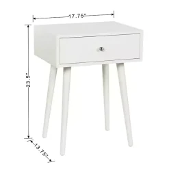 Kirklands Home Accent & End Tables|Wood 1-Drawer Arthur Accent Table White