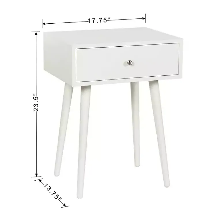 Kirklands Home Accent & End Tables|Wood 1-Drawer Arthur Accent Table White