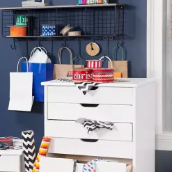 Kirklands Home Office Furniture|Wood 8-Drawer Cary Storage Cart White