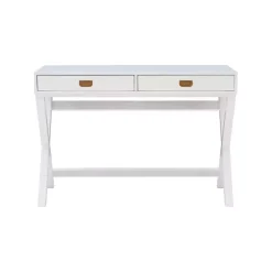 Kirklands Home Office Furniture|Wood 2-Drawer X-Frame Desk White