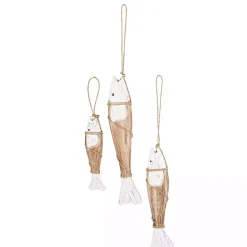 Kirklands Home Wall Plaques|White Wood Fish Hanging Wall Plaques, Set of 3
