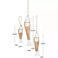 Kirklands Home Wall Plaques|White Wood Fish Hanging Wall Plaques, Set of 3