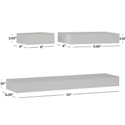 Kirklands Home Shelves|Wood Floating Shelves, Set of 3 White