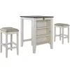 Kirklands Home Kitchen Islands & Bar Carts|White Wood Linen 3-pc. USB Island and Stool Set