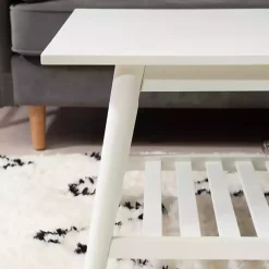 Kirklands Home Coffee Tables|White Wood Midcentury Coffee Table