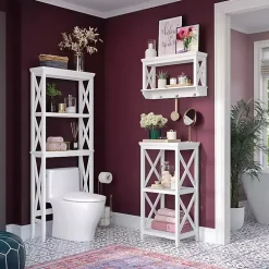 Kirklands Home Bathroom Furniture|Wood Over-Toilet 3-Tier Shelf White