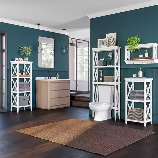 Kirklands Home Bathroom Furniture|Wood Over-Toilet 3-Tier Shelf White