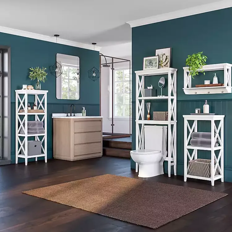 Kirklands Home Bathroom Furniture|Wood Over-Toilet 3-Tier Shelf White