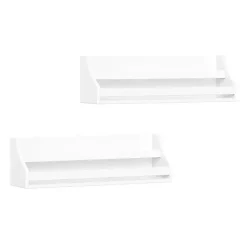 Kirklands Home Shelves|White Wood Rack Wall Bookshelves, Set of 2