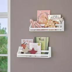 Kirklands Home Shelves|White Wood Rack Wall Bookshelves, Set of 2