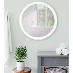 Kirklands Home Decorative Mirrors|Wood Round Mansel Mirror White