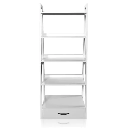 Kirklands Home Bookshelves|Wood 5-Shelf Leaning Bookshelf White