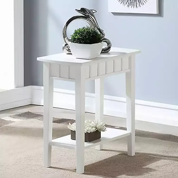 Kirklands Home Accent & End Tables|Wood Slat Accent Table White