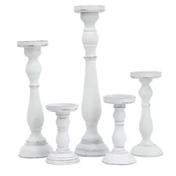 Online Wood Spindle Taper Candle Holders, Set of 5 Candle Holders