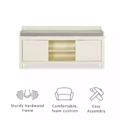 Kirklands Home Benches & Ottomans|White Wood Upholstered Storage Bench