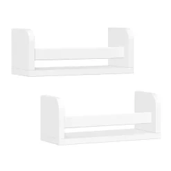 Kirklands Home Shelves|White Wood Wall Bookshelves, Set of 2