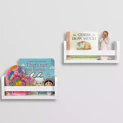 Kirklands Home Shelves|White Wood Wall Bookshelves, Set of 2