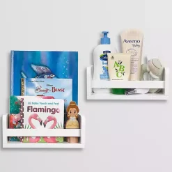 Kirklands Home Shelves|White Wood Wall Bookshelves, Set of 2