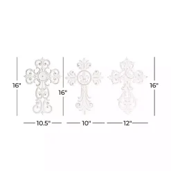 Kirklands Home Wall Plaques|Wood Wall Cross Wall Plaques, Set of 3 White