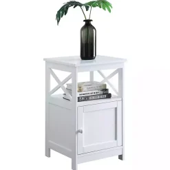 Kirklands Home Accent & End Tables|Wood X Sides Storage Accent Table White