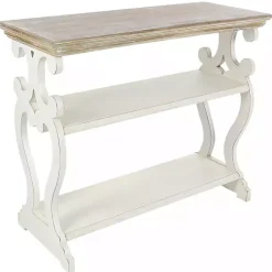 Kirklands Home Console Tables|Wooden 2-Shelf Console Table White