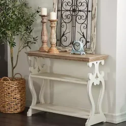 Kirklands Home Console Tables|Wooden 2-Shelf Console Table White